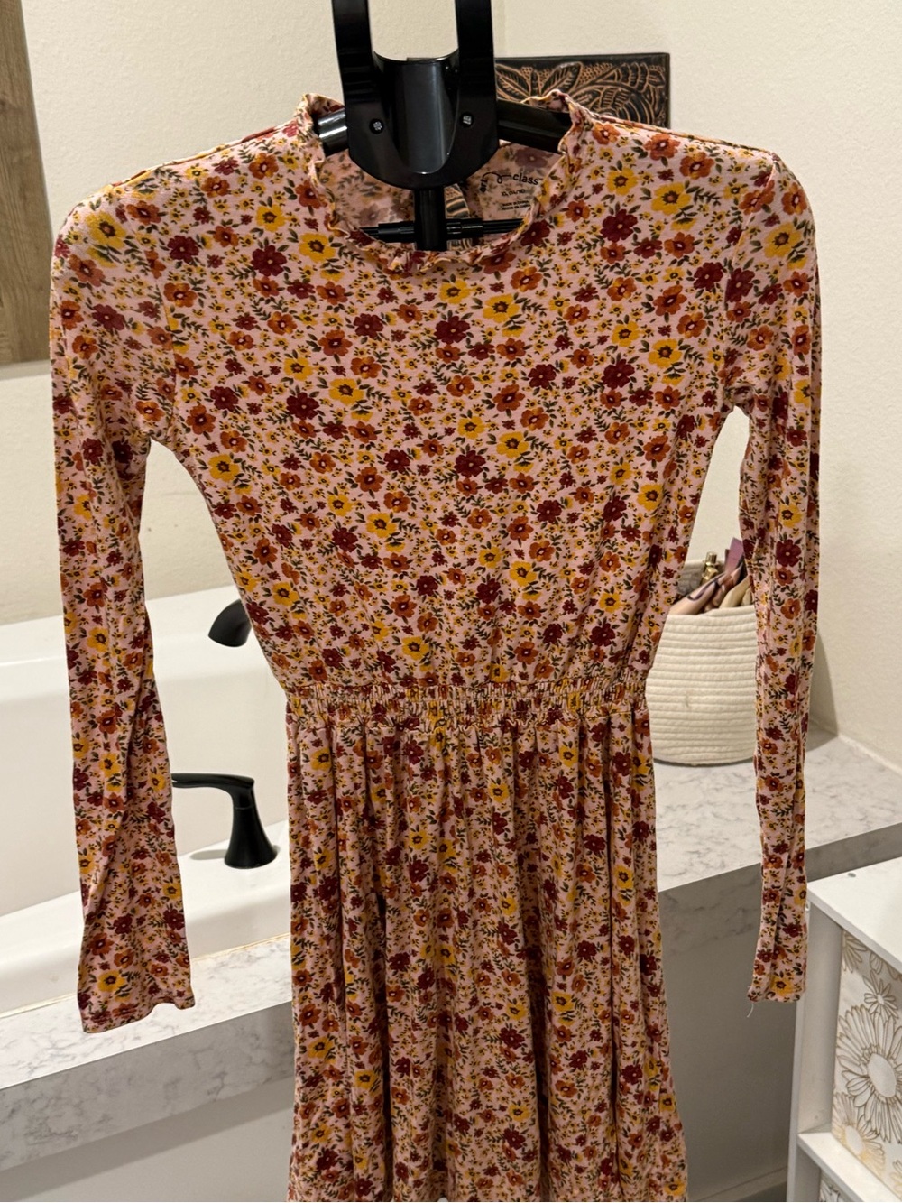 Art Class Girls Pink Floral Long Sleeve Dress XL (14/16)